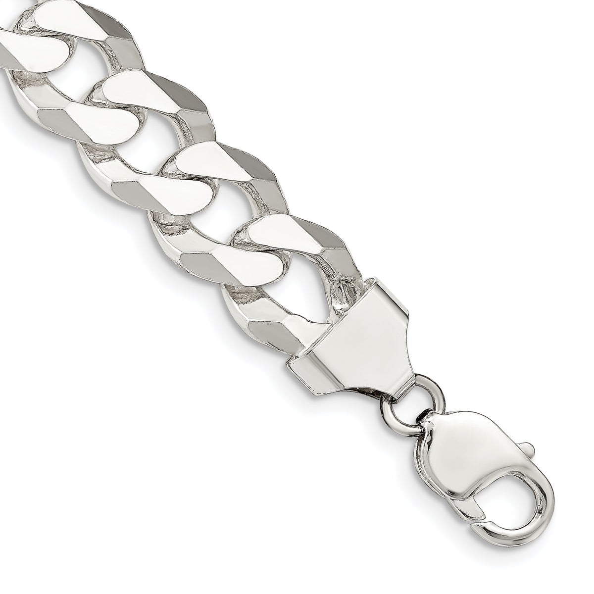 Sterling Silver 14mm Beveled Curb Chain