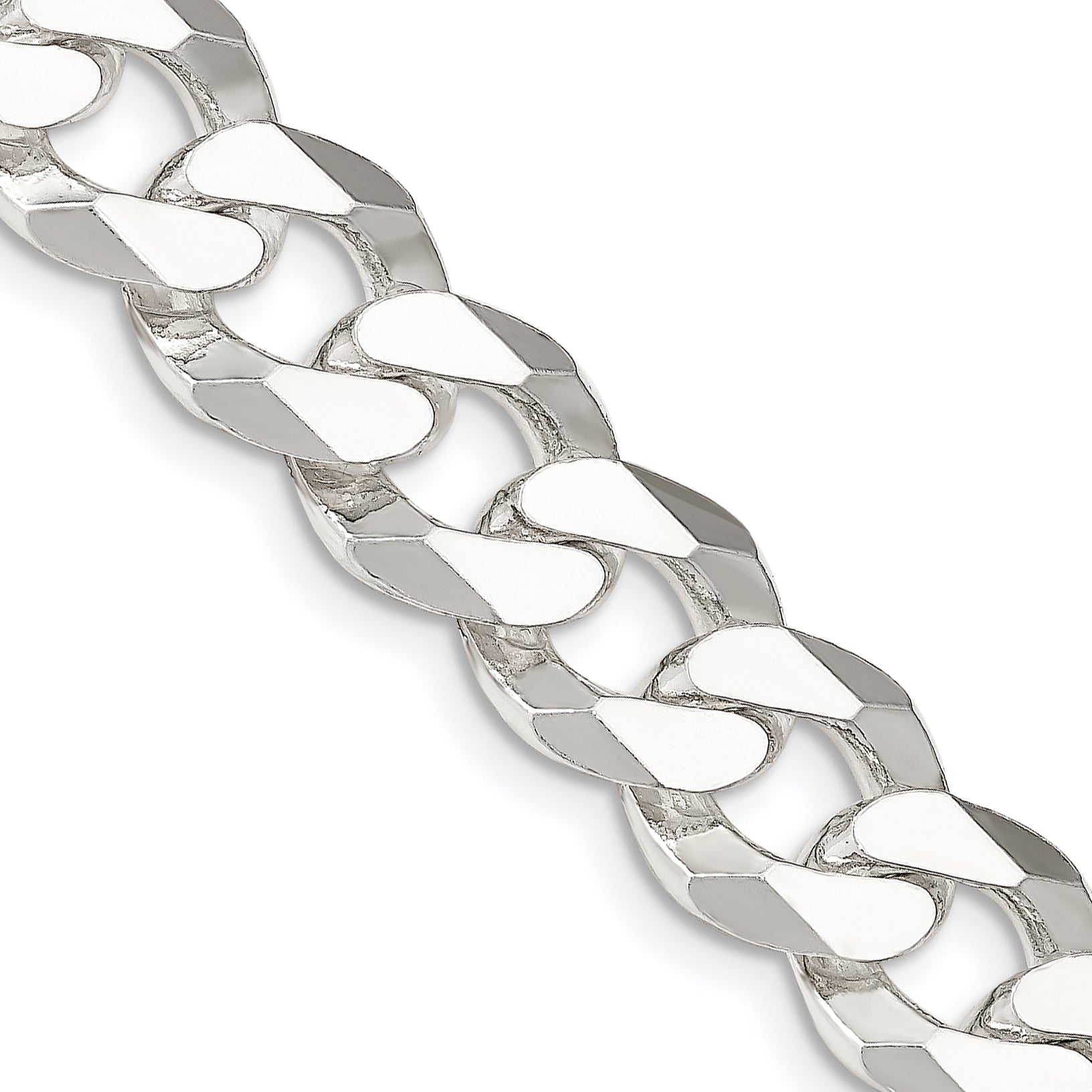 Sterling Silver 14mm Beveled Curb Chain