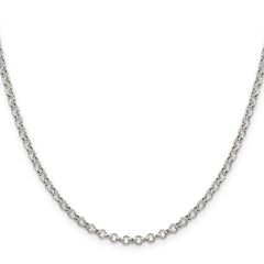 Sterling Silver 3mm Semi-solid Rolo Chain