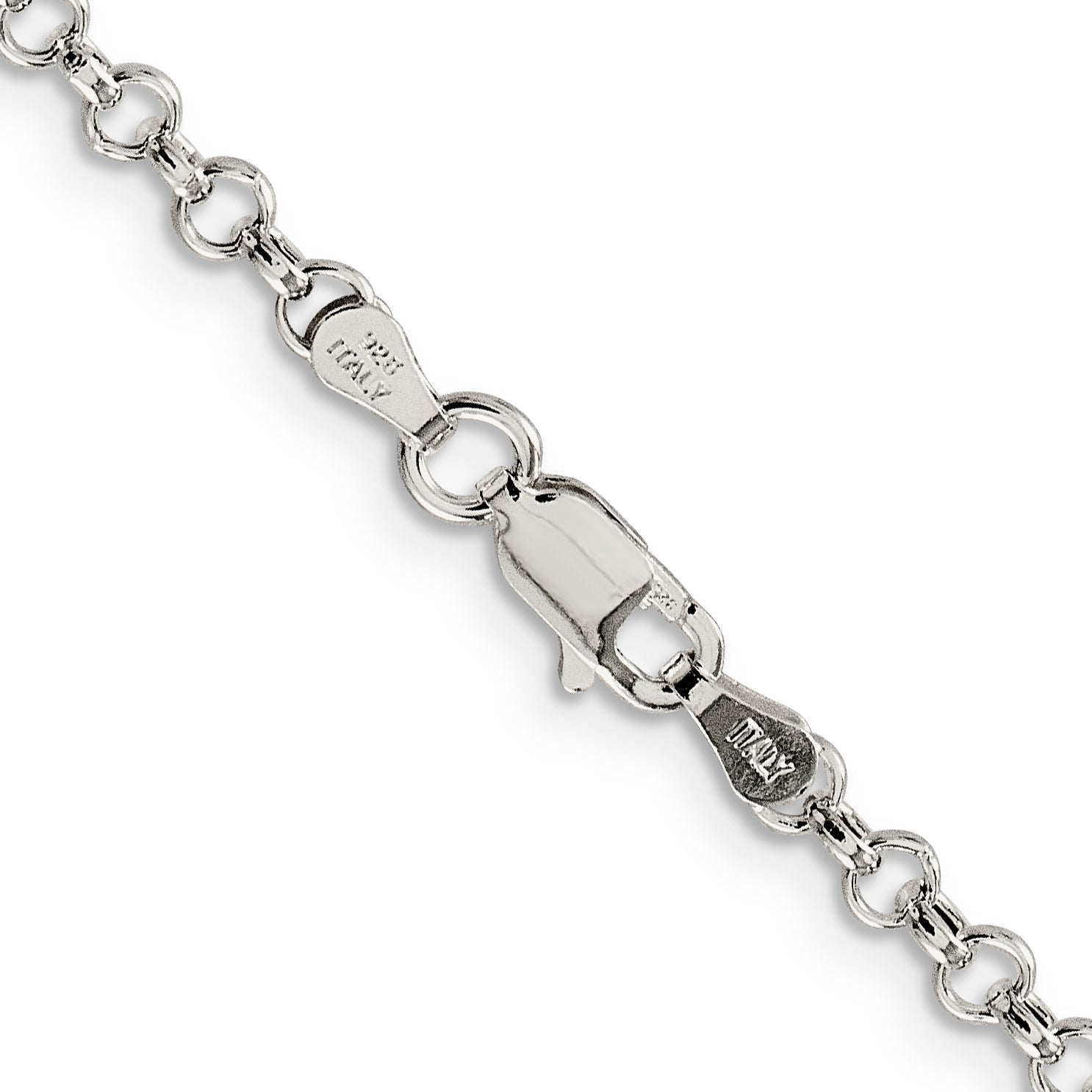 Sterling Silver 3mm Semi-solid Rolo Chain