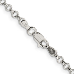 Sterling Silver 3mm Semi-solid Rolo Chain