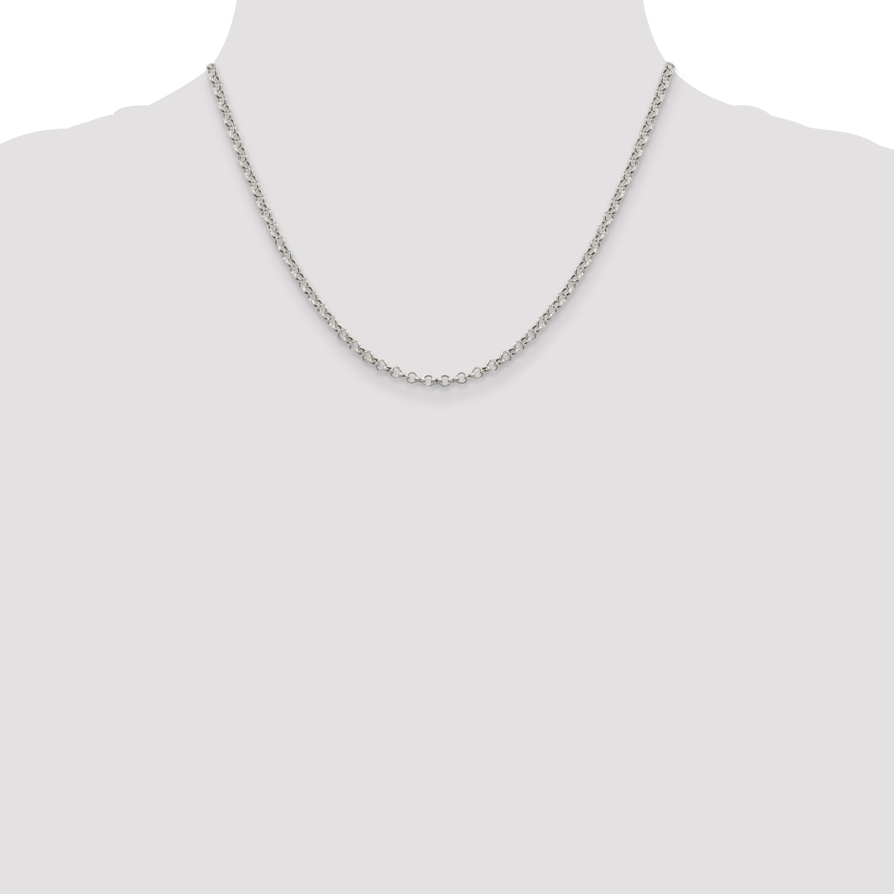 Sterling Silver 3mm Semi-solid Rolo Chain