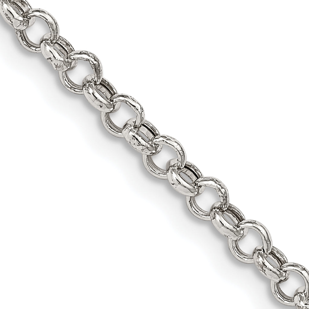 Sterling Silver 3mm Semi-solid Rolo Chain