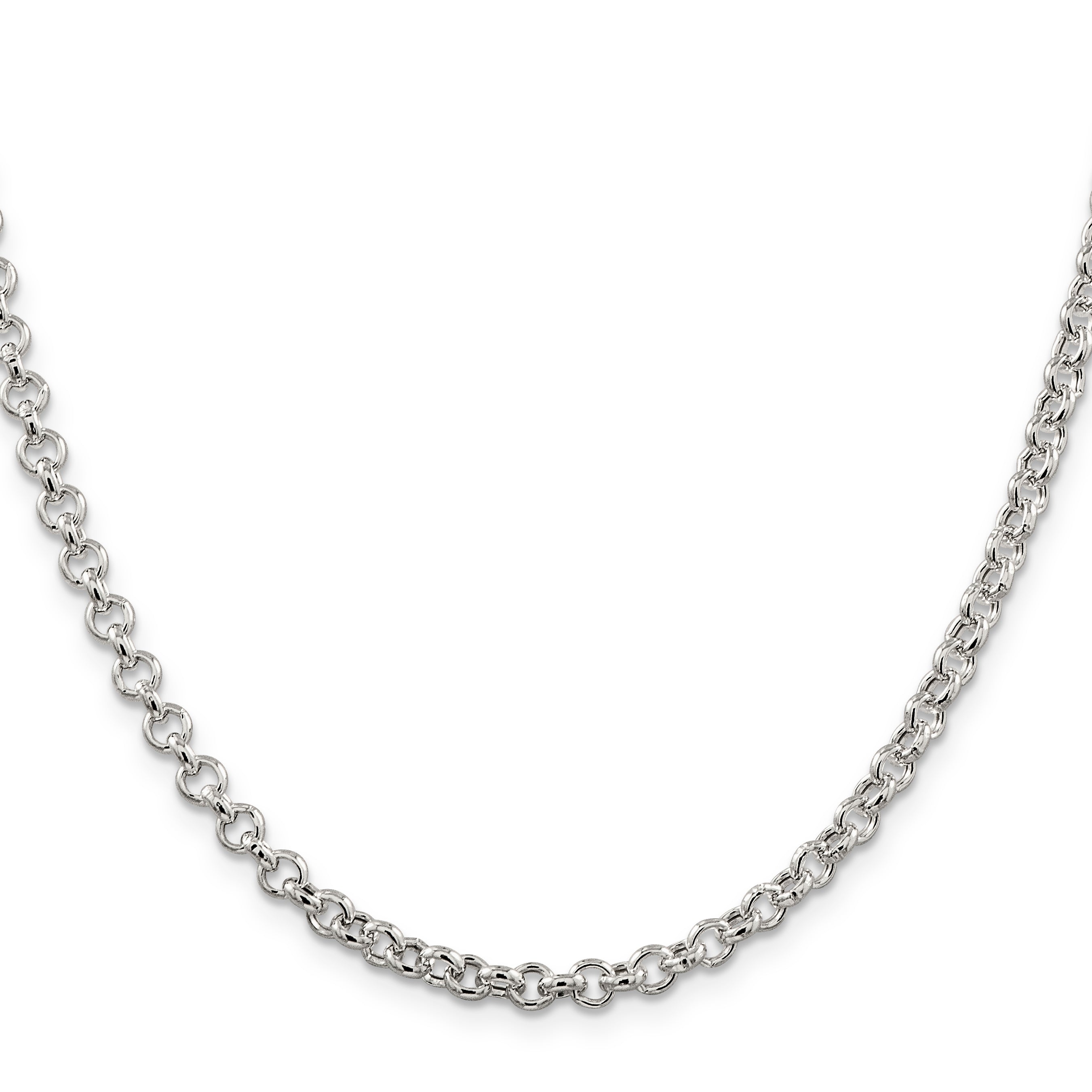 Sterling Silver 4.25mm Semi-solid Rolo Chain