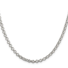 Sterling Silver 4.25mm Semi-solid Rolo Chain