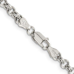 Sterling Silver 4.25mm Semi-solid Rolo Chain