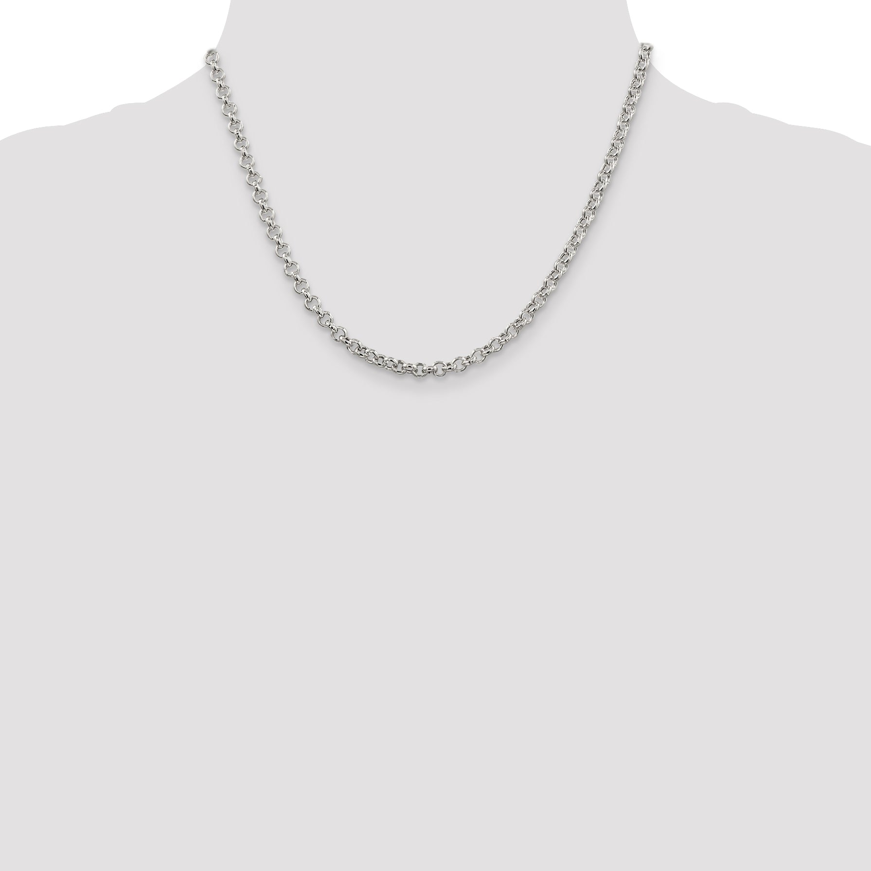 Sterling Silver 4.25mm Semi-solid Rolo Chain