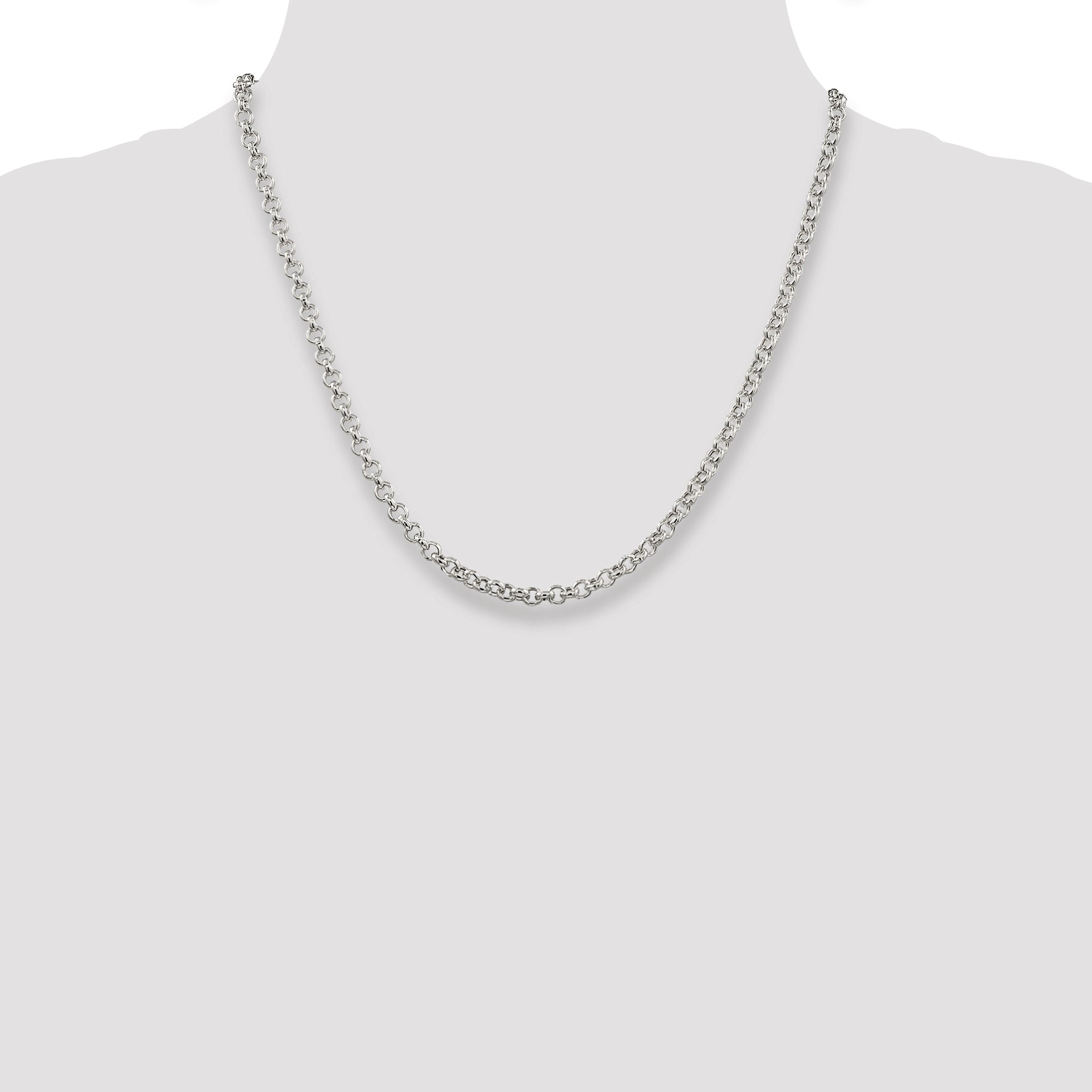 Sterling Silver 4.25mm Semi-solid Rolo Chain