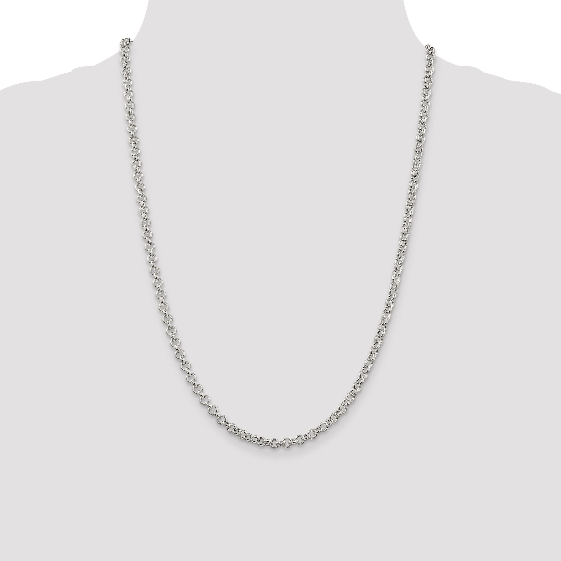 Sterling Silver 4.25mm Semi-solid Rolo Chain