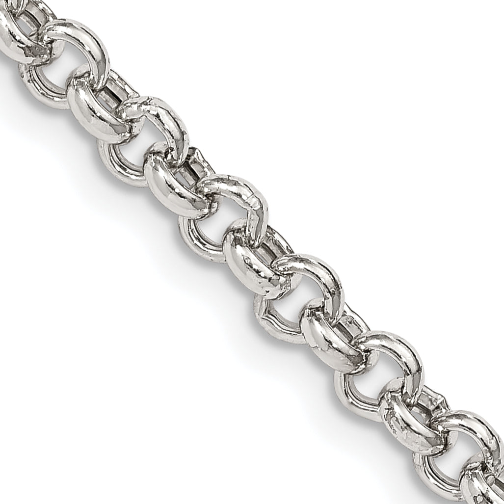 Sterling Silver 4.25mm Semi-solid Rolo Chain