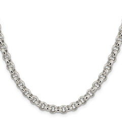 Sterling Silver 6.5mm Semi-solid Rolo Chain