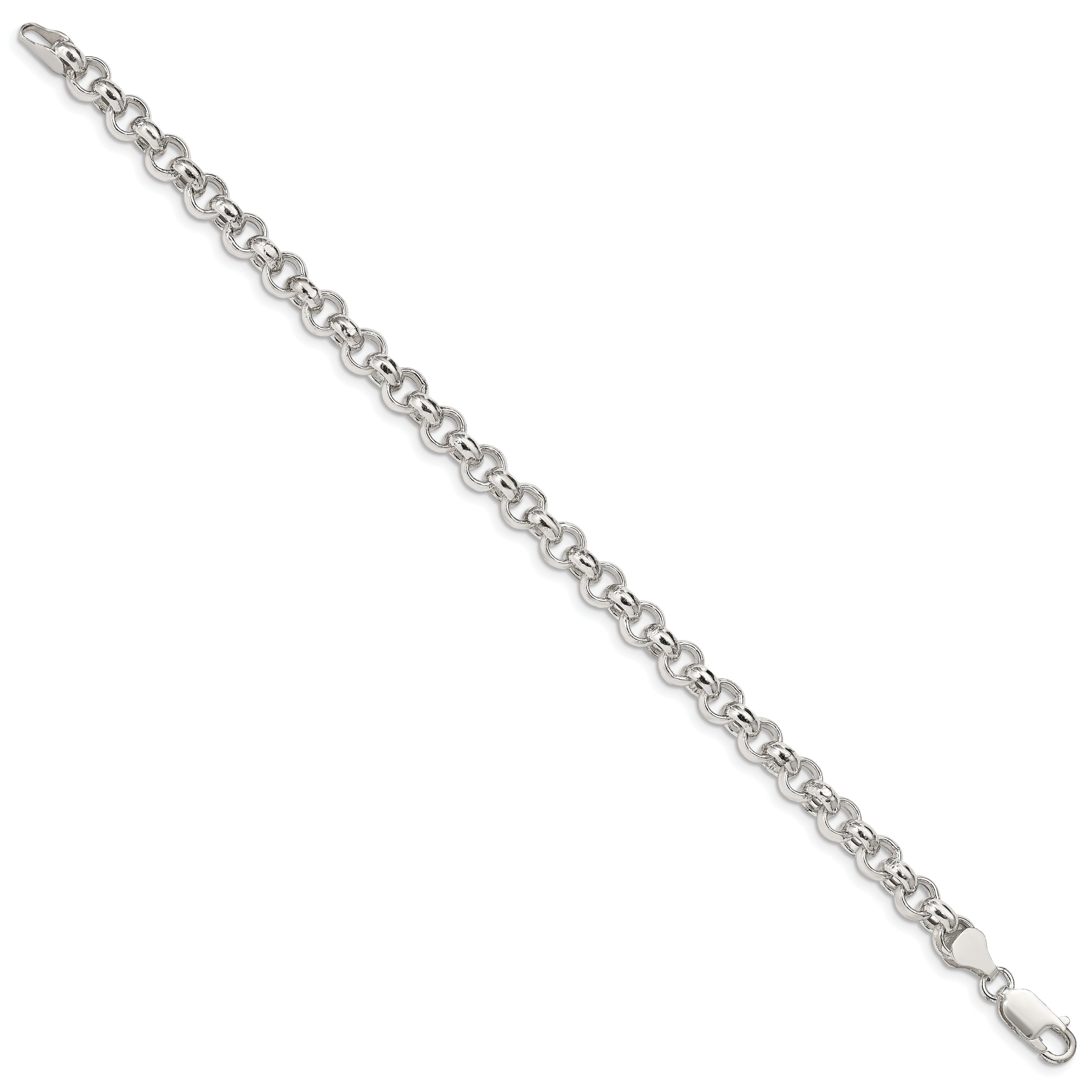 Sterling Silver 6.5mm Semi-solid Rolo Chain