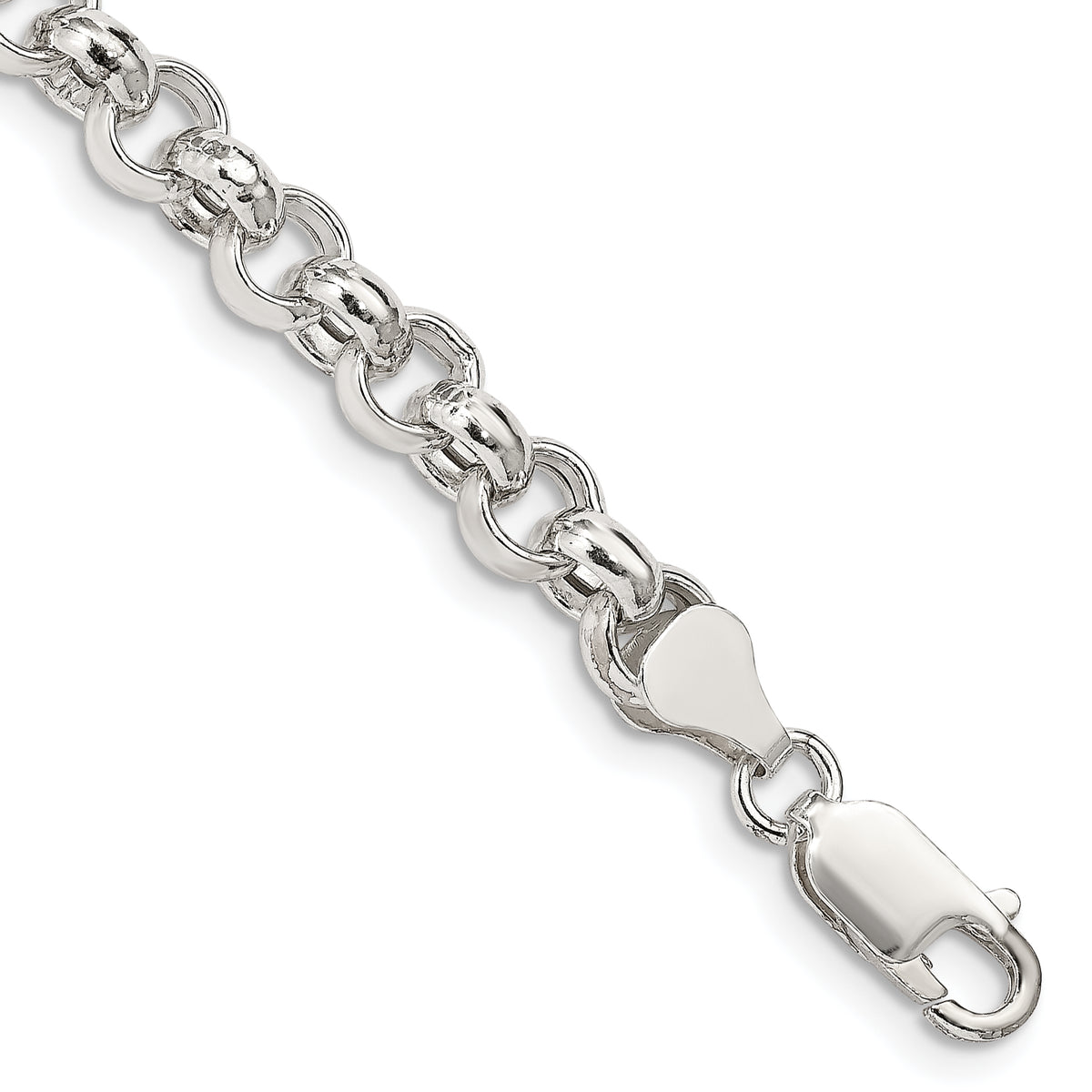 Sterling Silver 6.5mm Semi-solid Rolo Chain