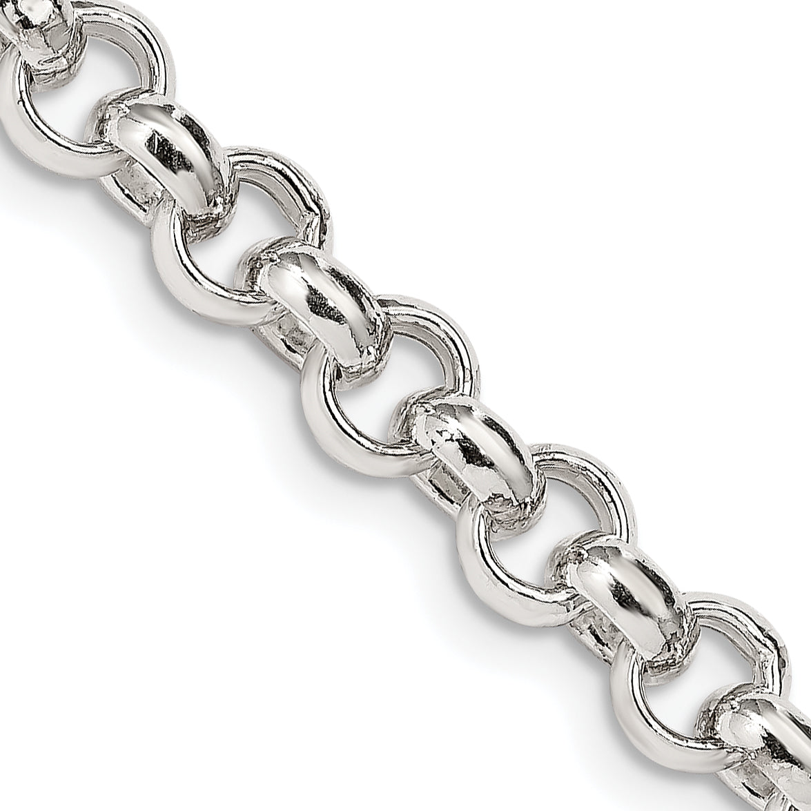 Sterling Silver 6.5mm Semi-solid Rolo Chain