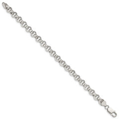 Sterling Silver 7.75mm Semi-solid Rolo Chain