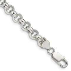 Sterling Silver 7.75mm Semi-solid Rolo Chain