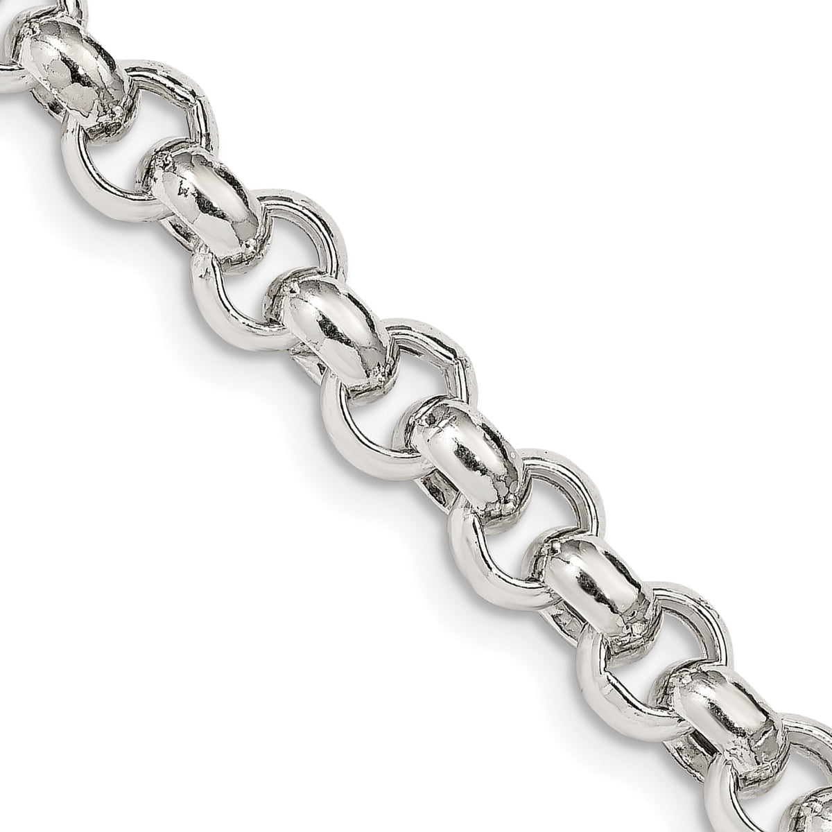 Sterling Silver 7.75mm Semi-solid Rolo Chain