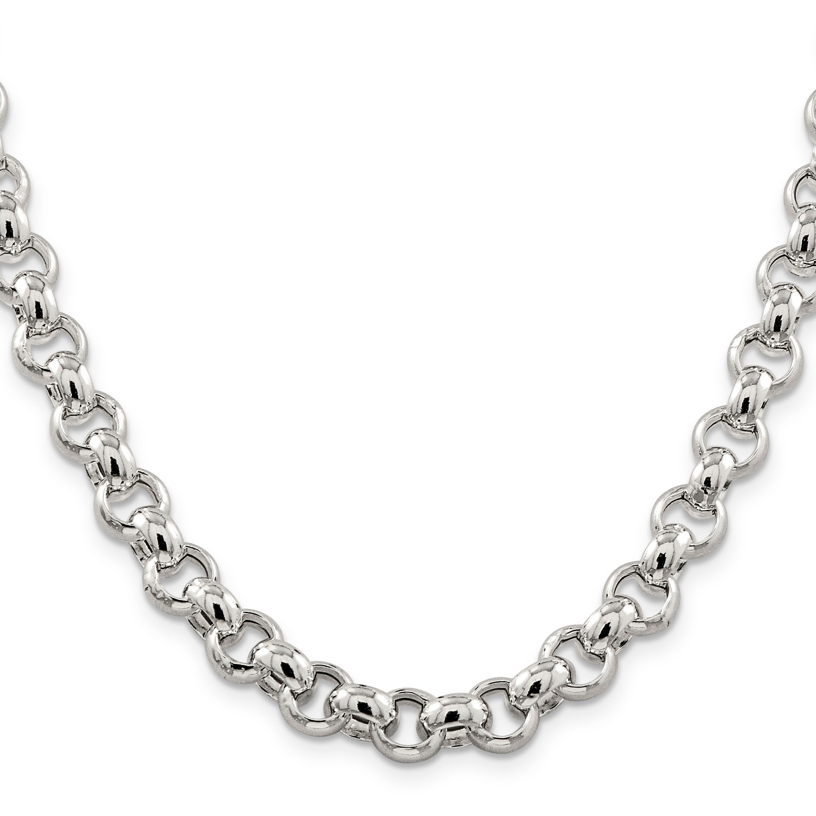 Sterling Silver 9.5mm Semi-solid Rolo Chain