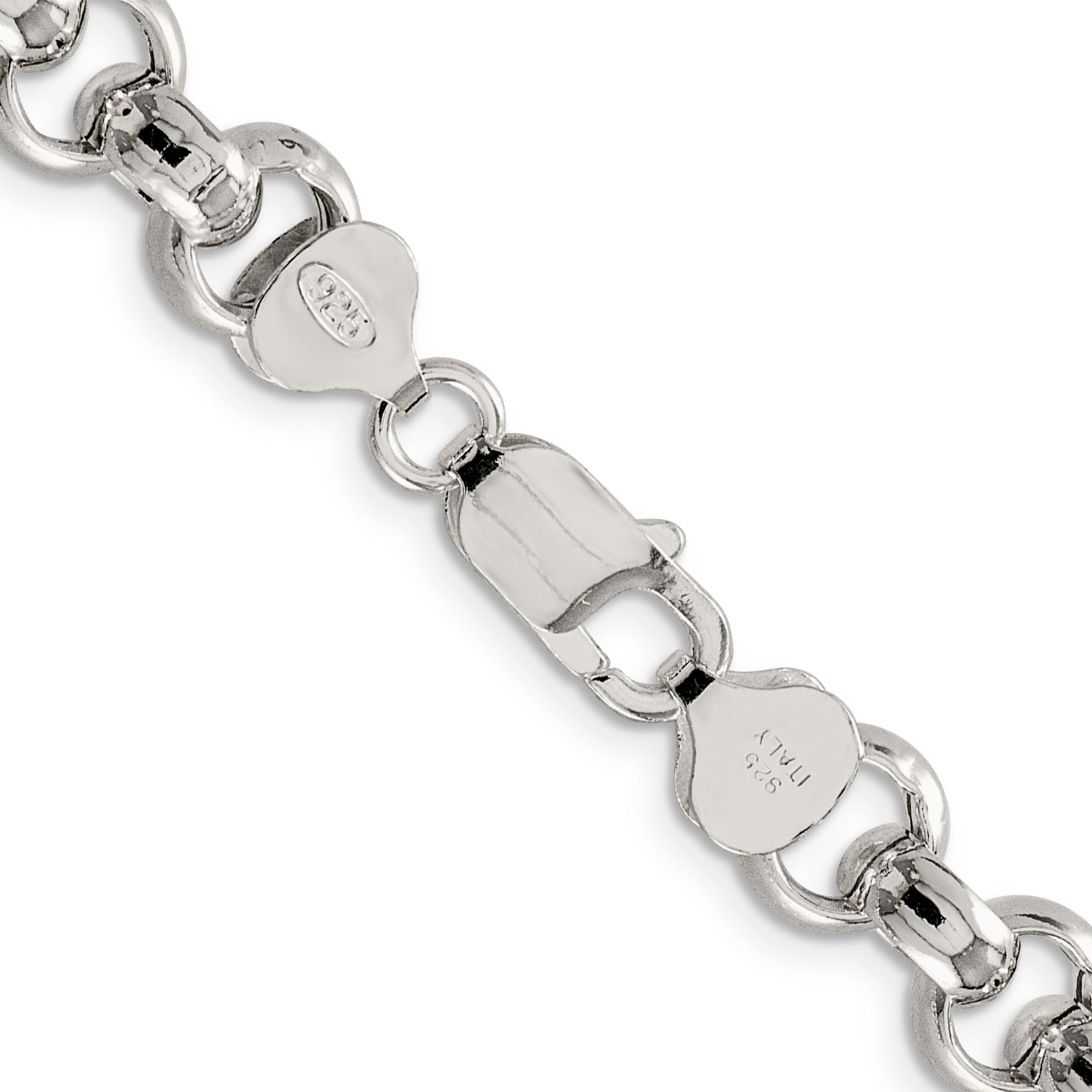 Sterling Silver 9.5mm Semi-solid Rolo Chain