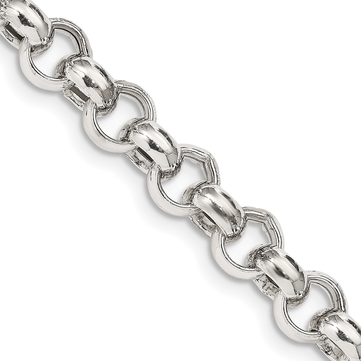 Sterling Silver 9.5mm Semi-solid Rolo Chain