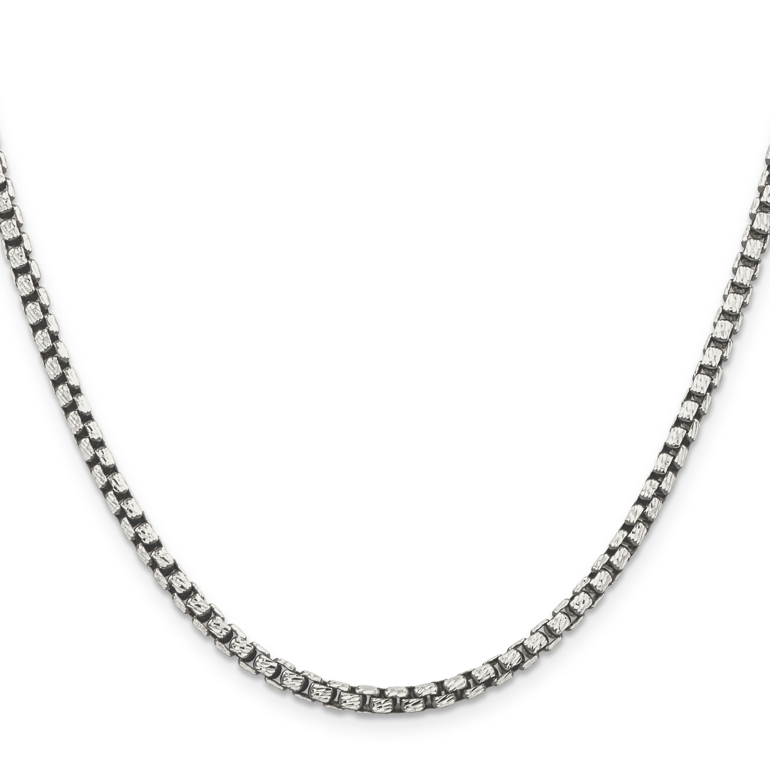 Sterling Silver Antiqued 3.5mm D/C Round Box Chain