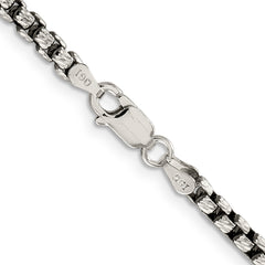 Sterling Silver Antiqued 3.5mm D/C Round Box Chain