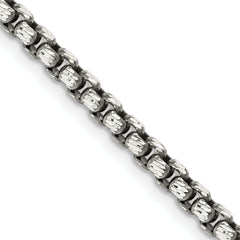 Sterling Silver Antiqued 3.5mm D/C Round Box Chain