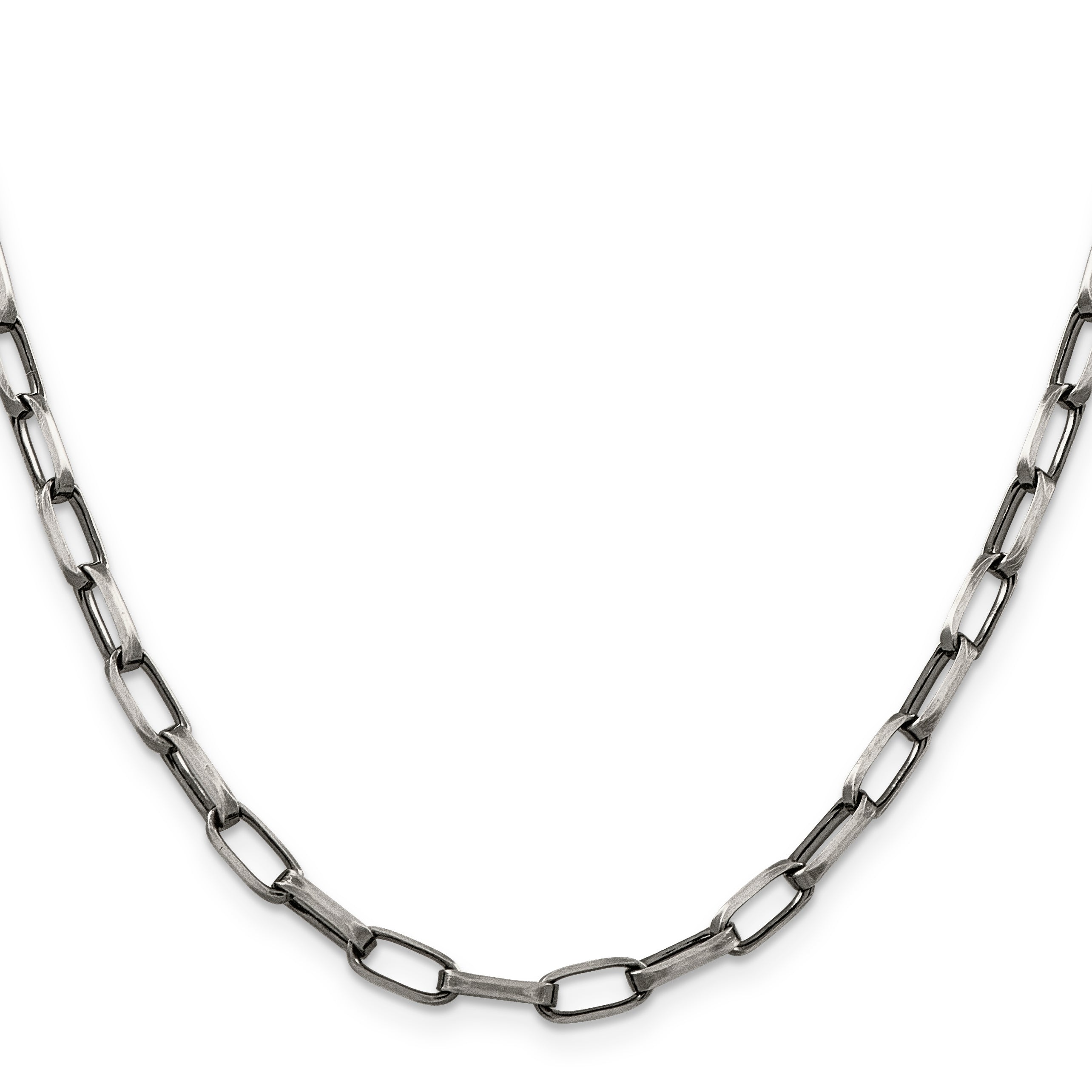 Sterling Silver Antiqued 4.8mm Elongated Open Link Chain