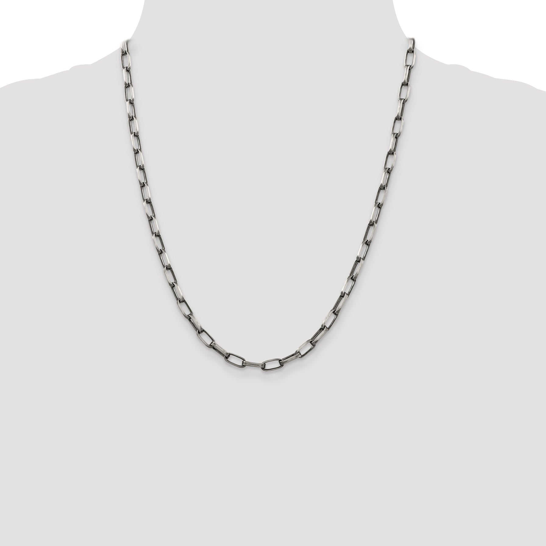 Sterling Silver Antiqued 4.8mm Elongated Open Link Chain