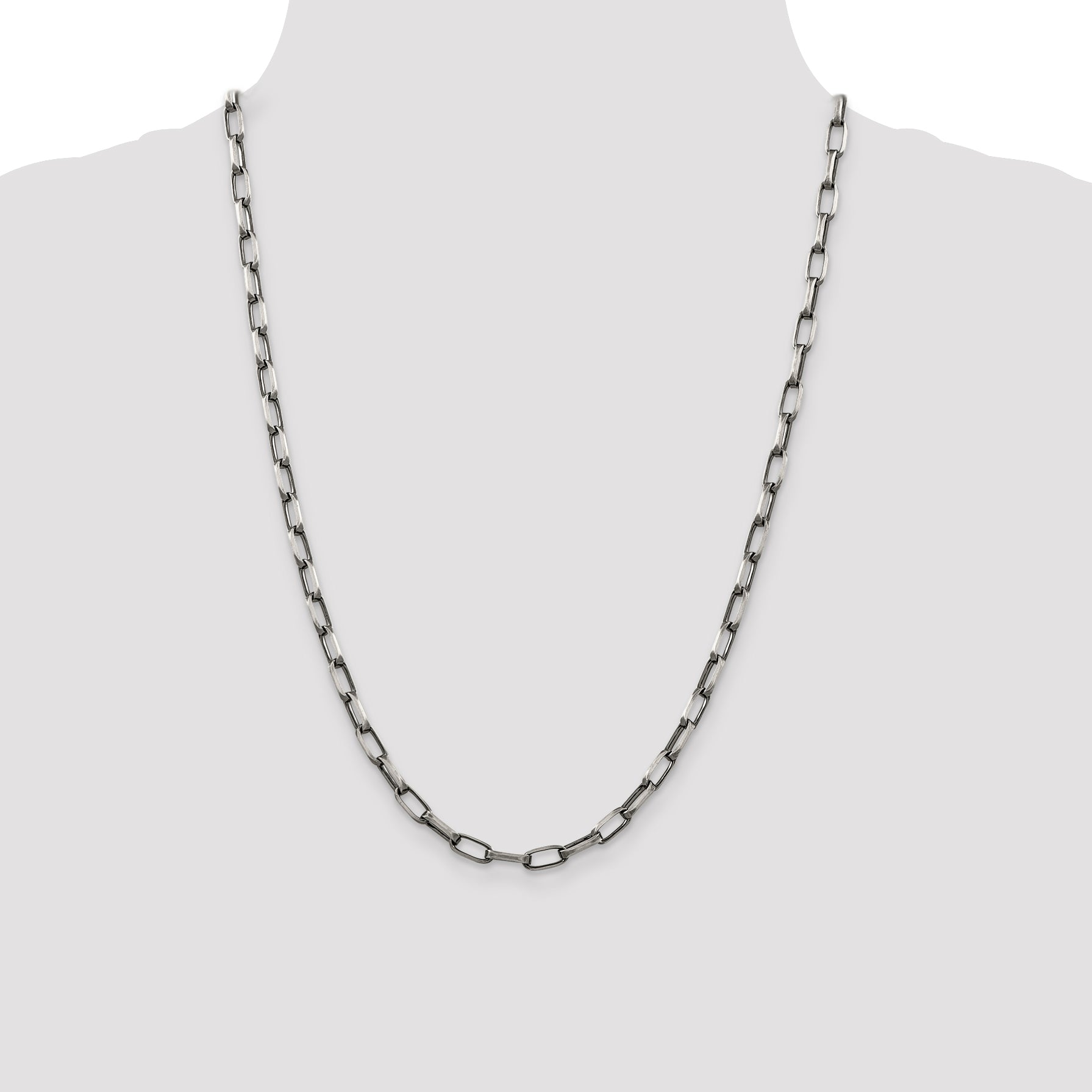 Sterling Silver Antiqued 4.8mm Elongated Open Link Chain