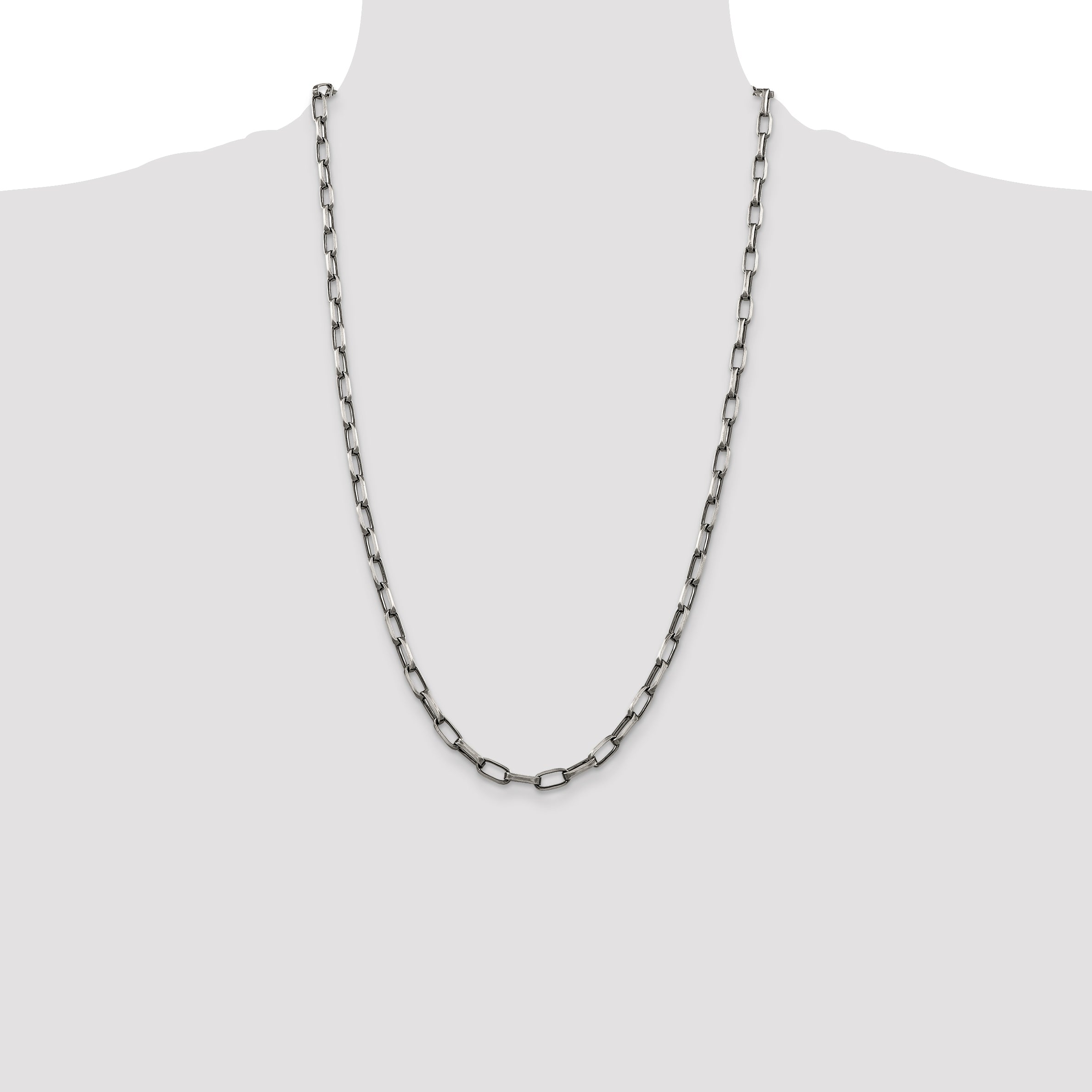 Sterling Silver Antiqued 4.8mm Elongated Open Link Chain