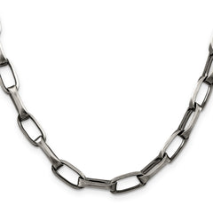 Sterling Silver Antiqued 8mm Elongated Open Link Chain