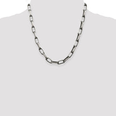 Sterling Silver Antiqued 8mm Elongated Open Link Chain