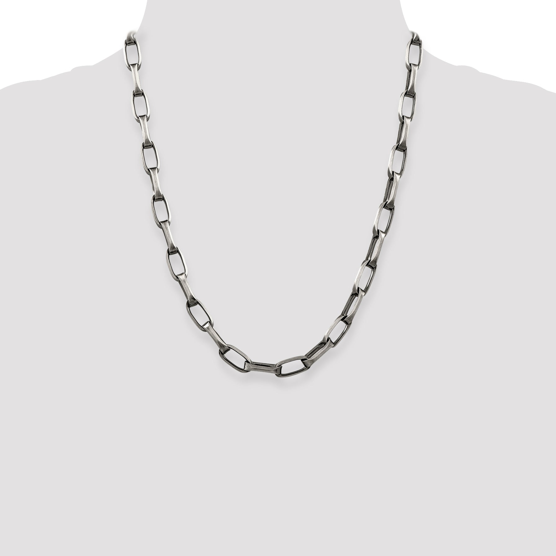 Sterling Silver Antiqued 8mm Elongated Open Link Chain