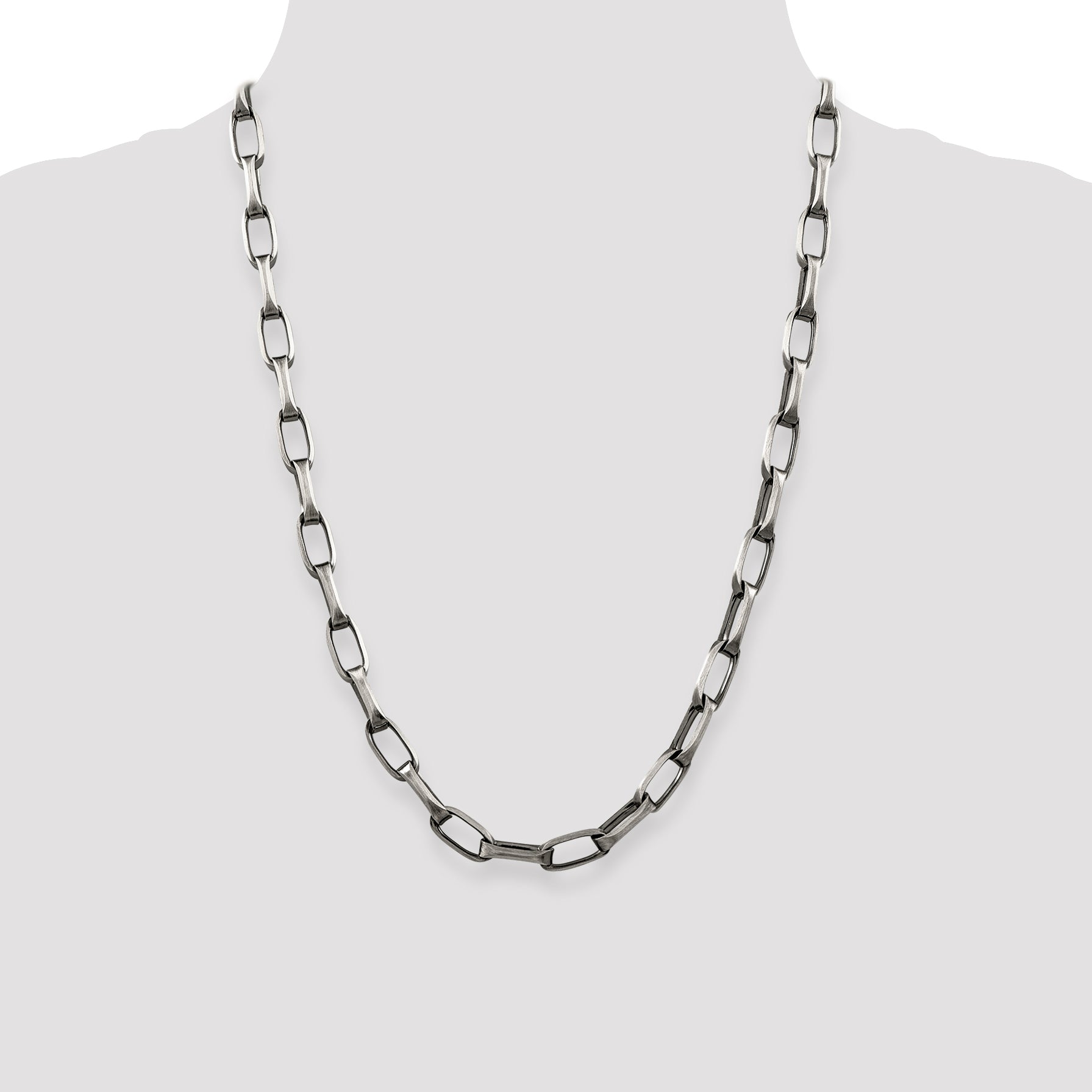 Sterling Silver Antiqued 8mm Elongated Open Link Chain