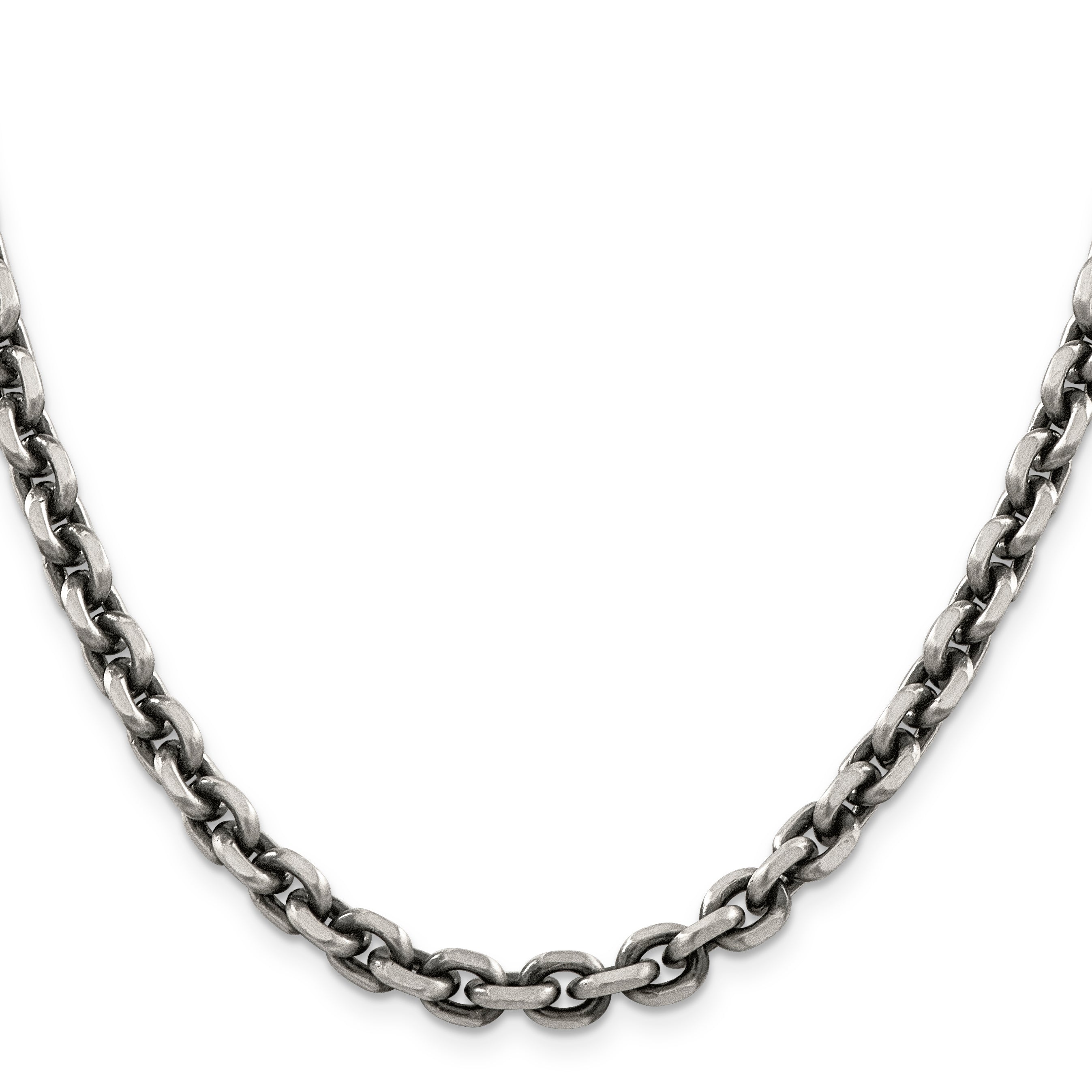 Sterling Silver Antiqued 7.0mm D/C Elongated Open Link Chain