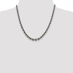 Sterling Silver Antiqued 7.0mm D/C Elongated Open Link Chain