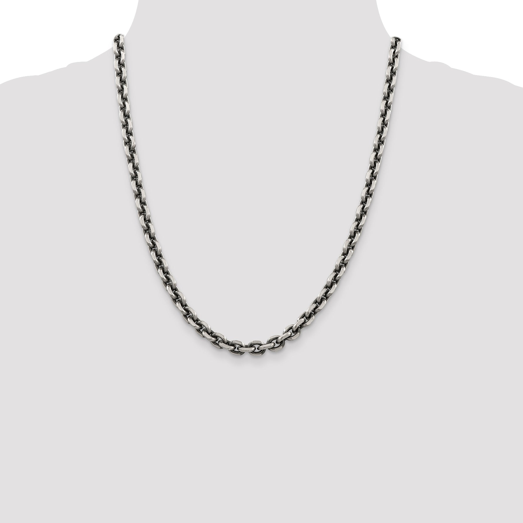 Sterling Silver Antiqued 7.0mm D/C Elongated Open Link Chain