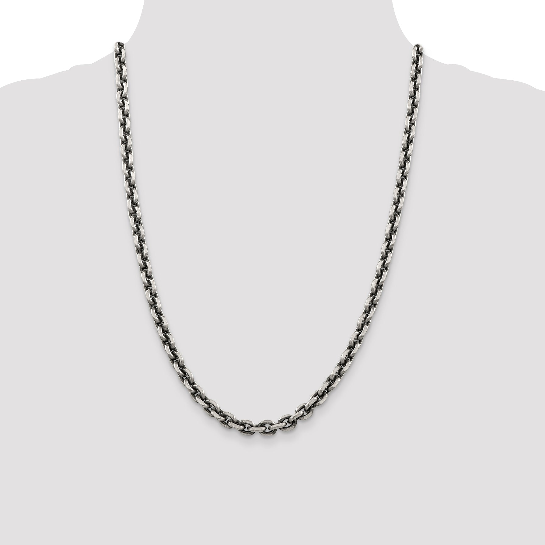 Sterling Silver Antiqued 7.0mm D/C Elongated Open Link Chain