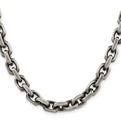 Sterling Silver Antiqued 8.6mm D/C Elongated Open Link Chain