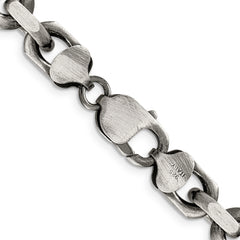 Sterling Silver Antiqued 8.6mm D/C Elongated Open Link Chain