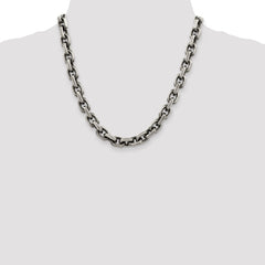 Sterling Silver Antiqued 8.6mm D/C Elongated Open Link Chain