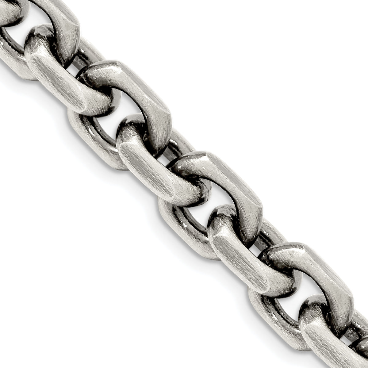 Sterling Silver Antiqued 8.6mm D/C Elongated Open Link Chain