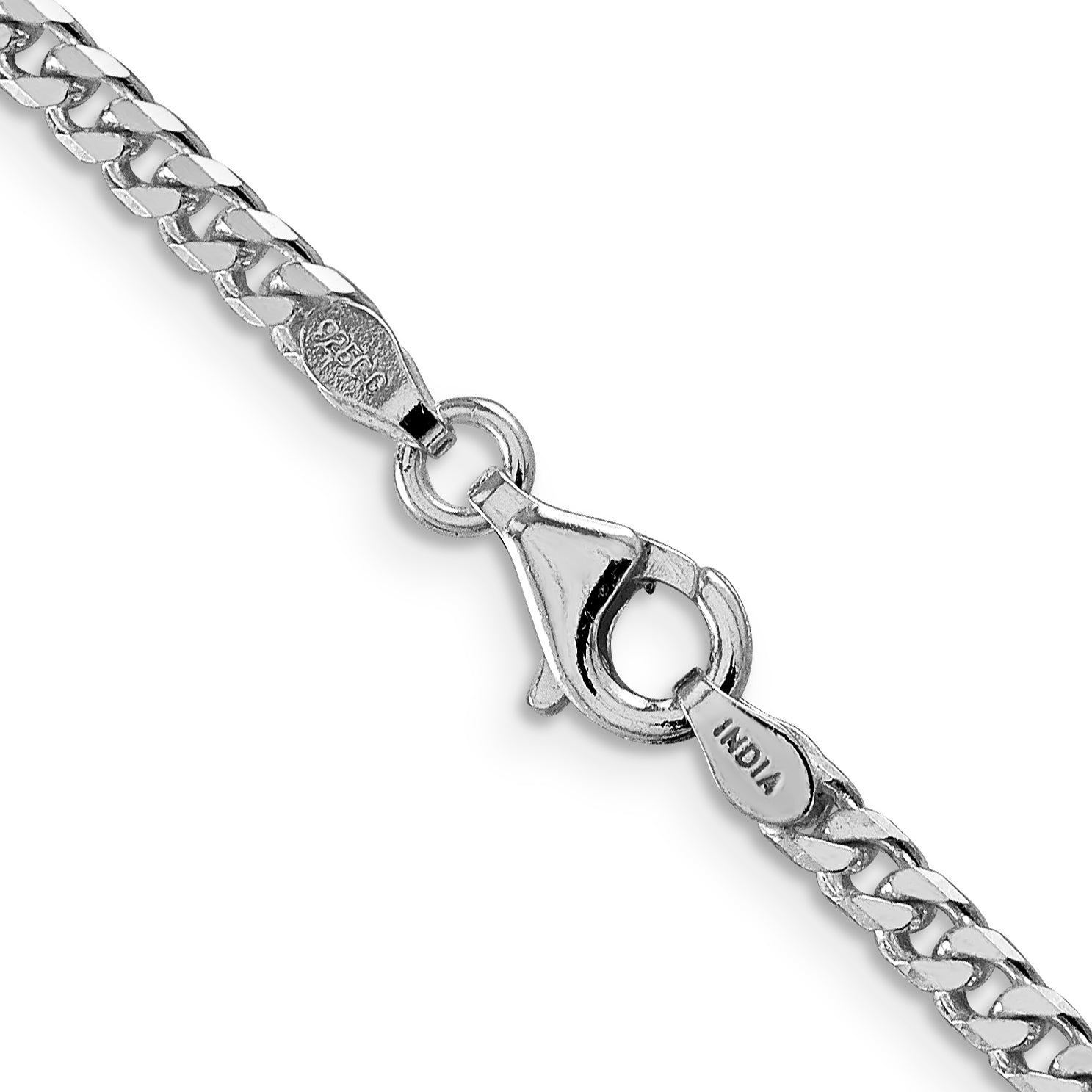 Sterling Silver Rhodium-plated Polished 3.15mm Curb Chain