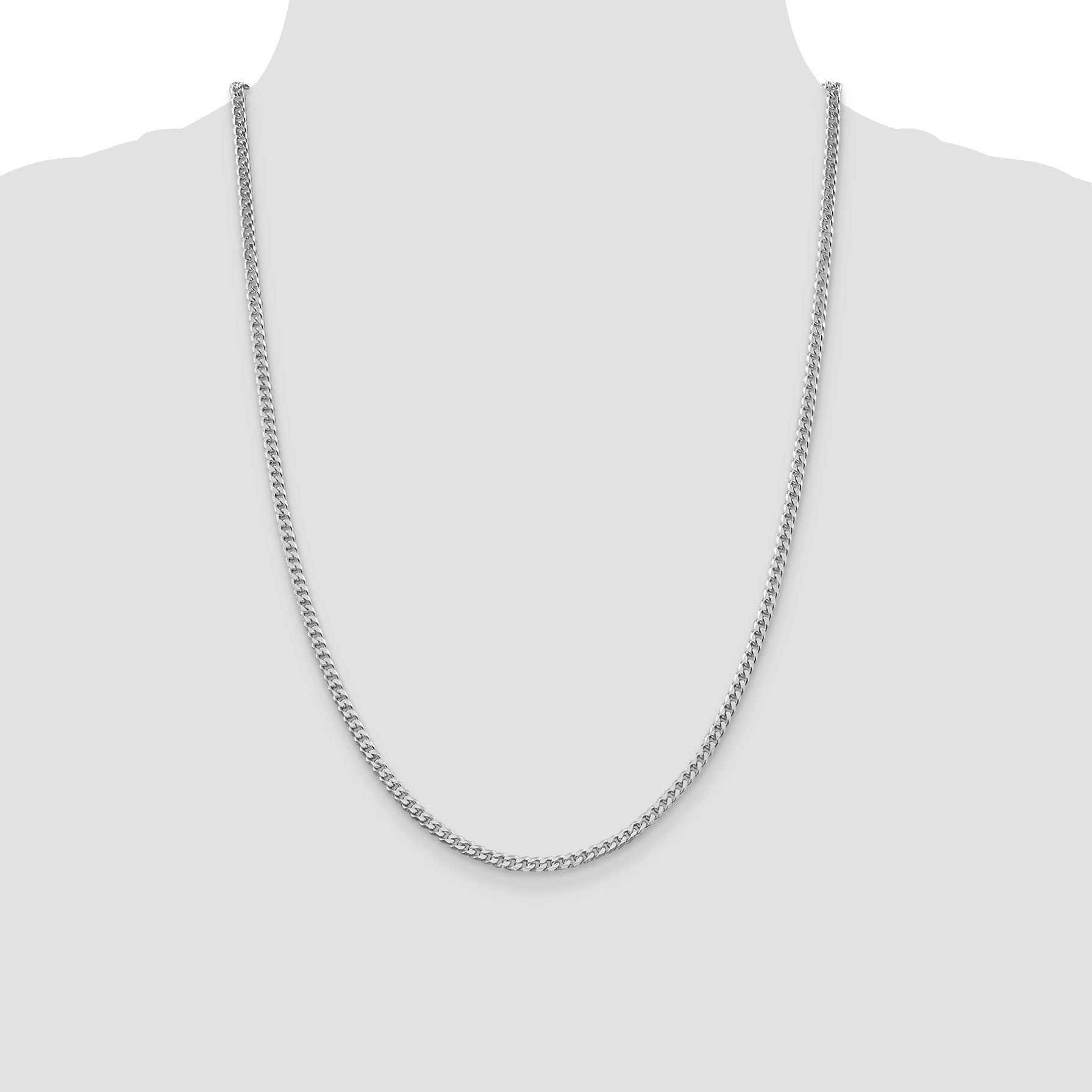 Sterling Silver Rhodium-plated Polished 3.15mm Curb Chain