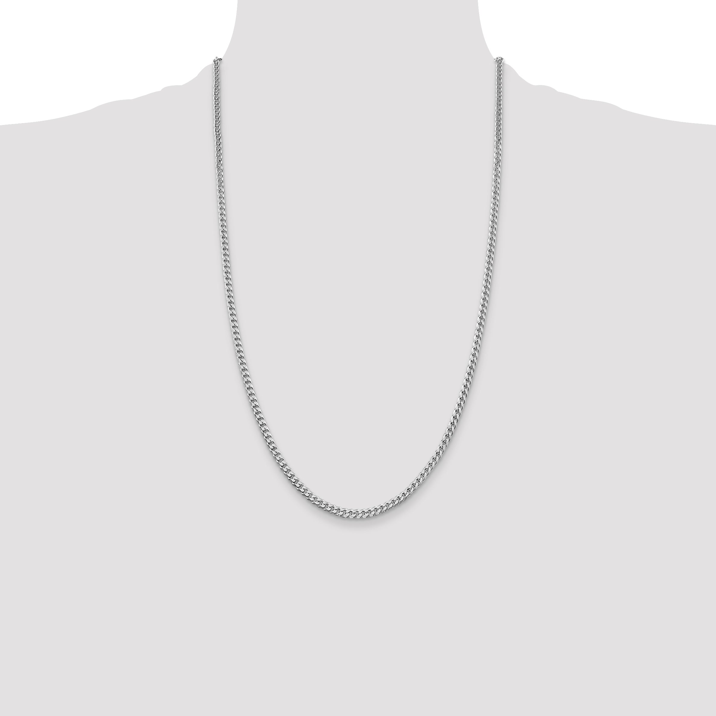 Sterling Silver Rhodium-plated Polished 3.15mm Curb Chain