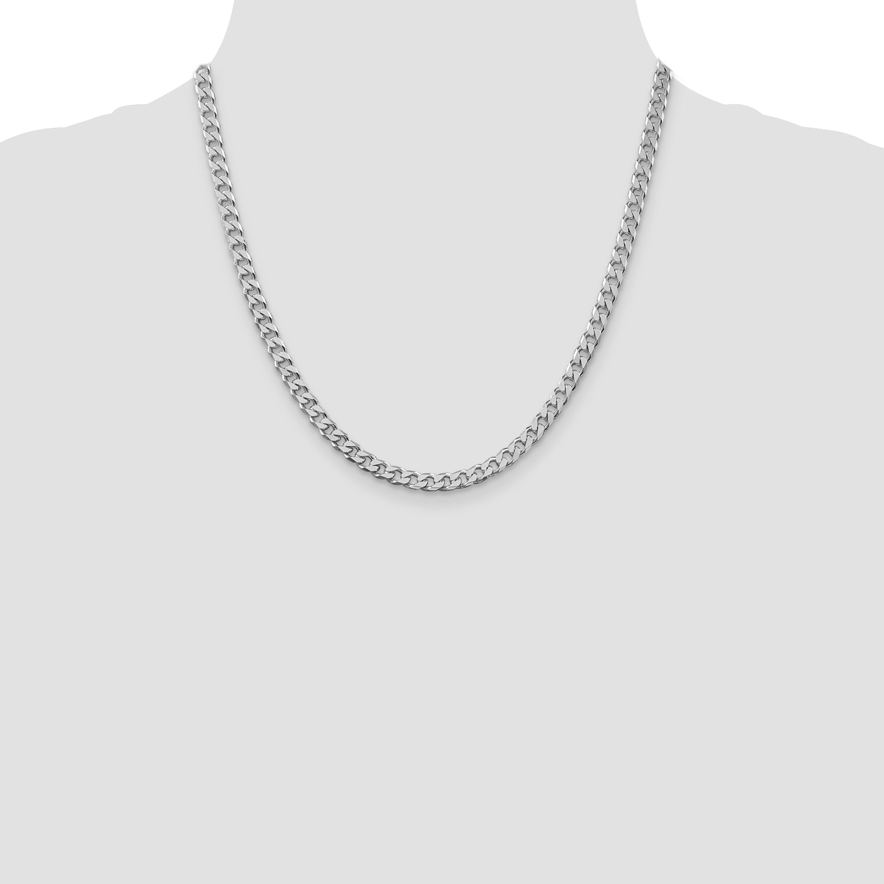 Sterling Silver Rhodium-plated Polished 5mm Curb Chain