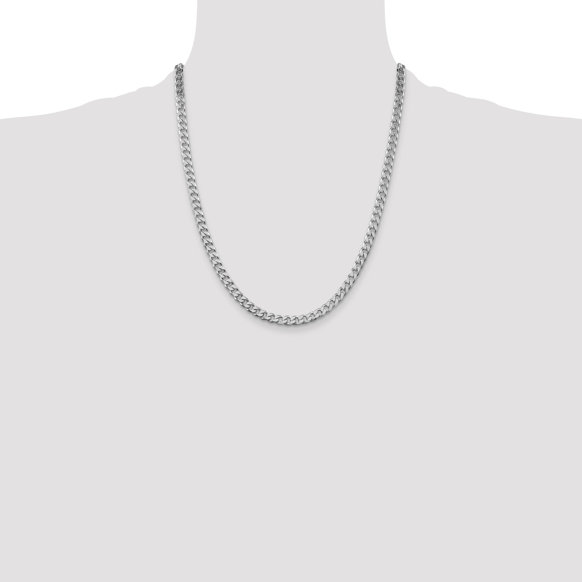 Sterling Silver Rhodium-plated Polished 5mm Curb Chain