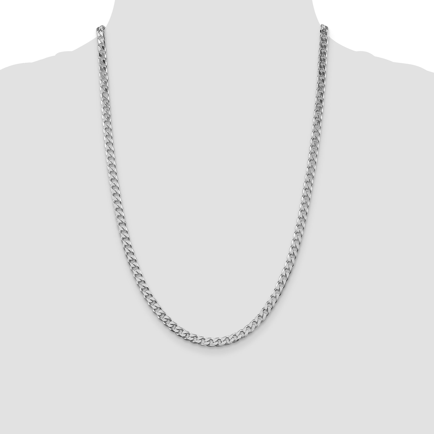 Sterling Silver Rhodium-plated Polished 5mm Curb Chain