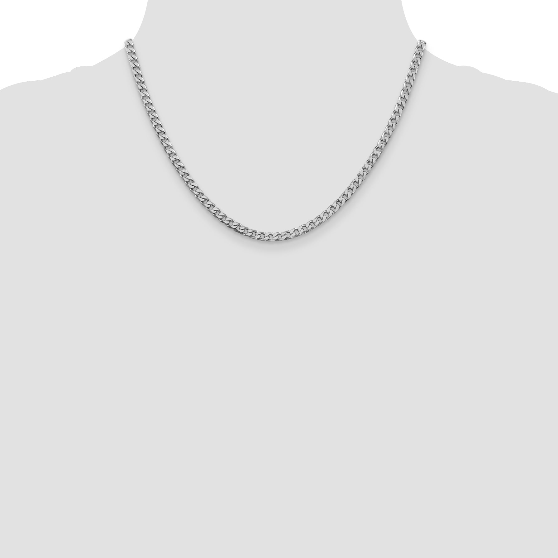 Sterling Silver Rhodium-plated Polished 3.5mm Curb Chain